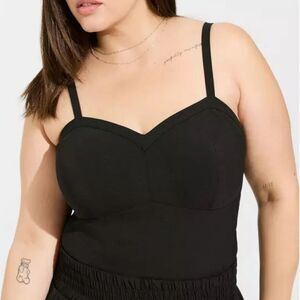 Torrid Cropped Bustier Bralette Black Gathered Back 0/ 12